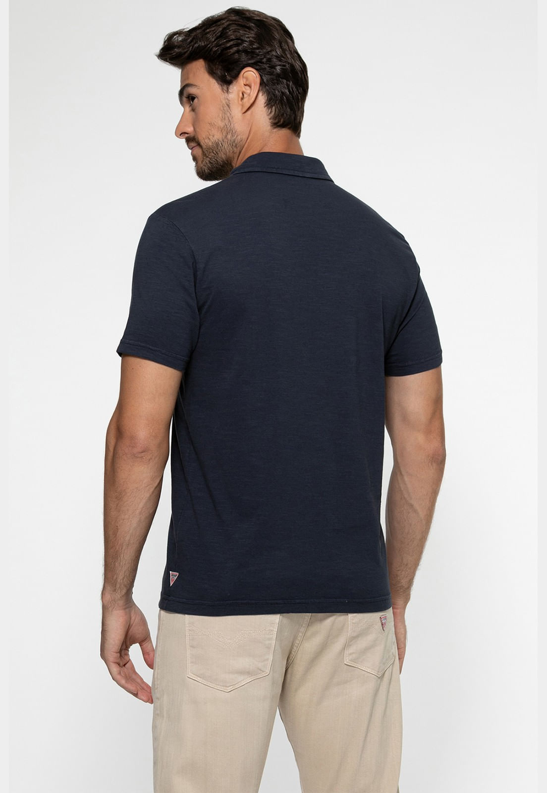 Camisa Polo Flamê Bolso Azul Escuro - Imagem 3