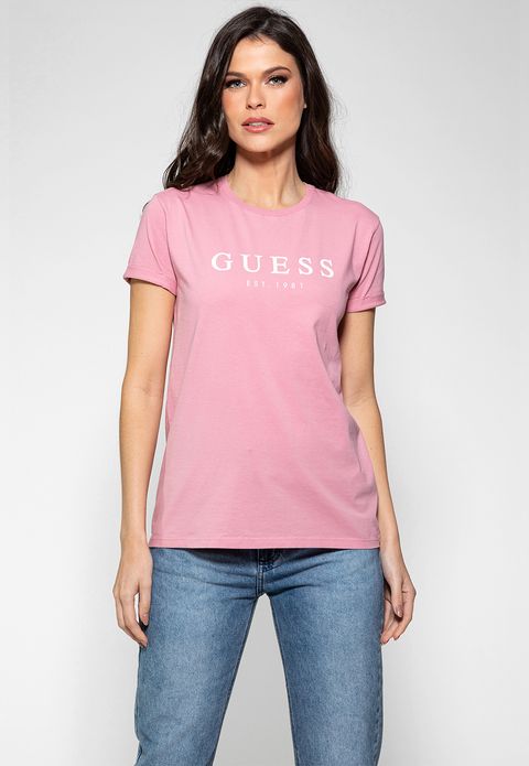 Camiseta Guess Escrita Est. 1981 Rosa Pink