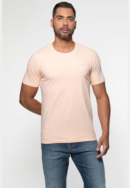 Camiseta Triângulo Emborrachado Guess Rosa Claro