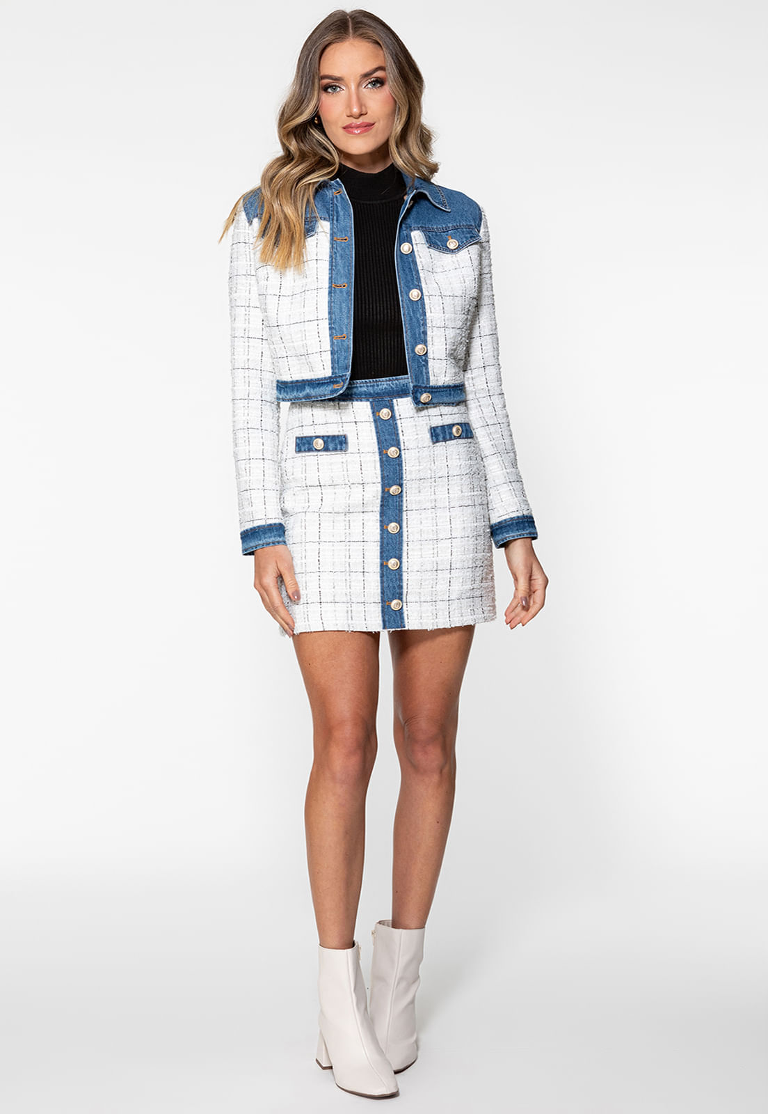 Jaqueta Eco Tweed E Jeans Branco - Imagem 20