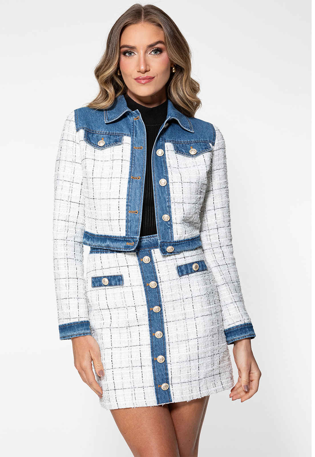 Jaqueta Eco Tweed E Jeans Branco - Imagem 30