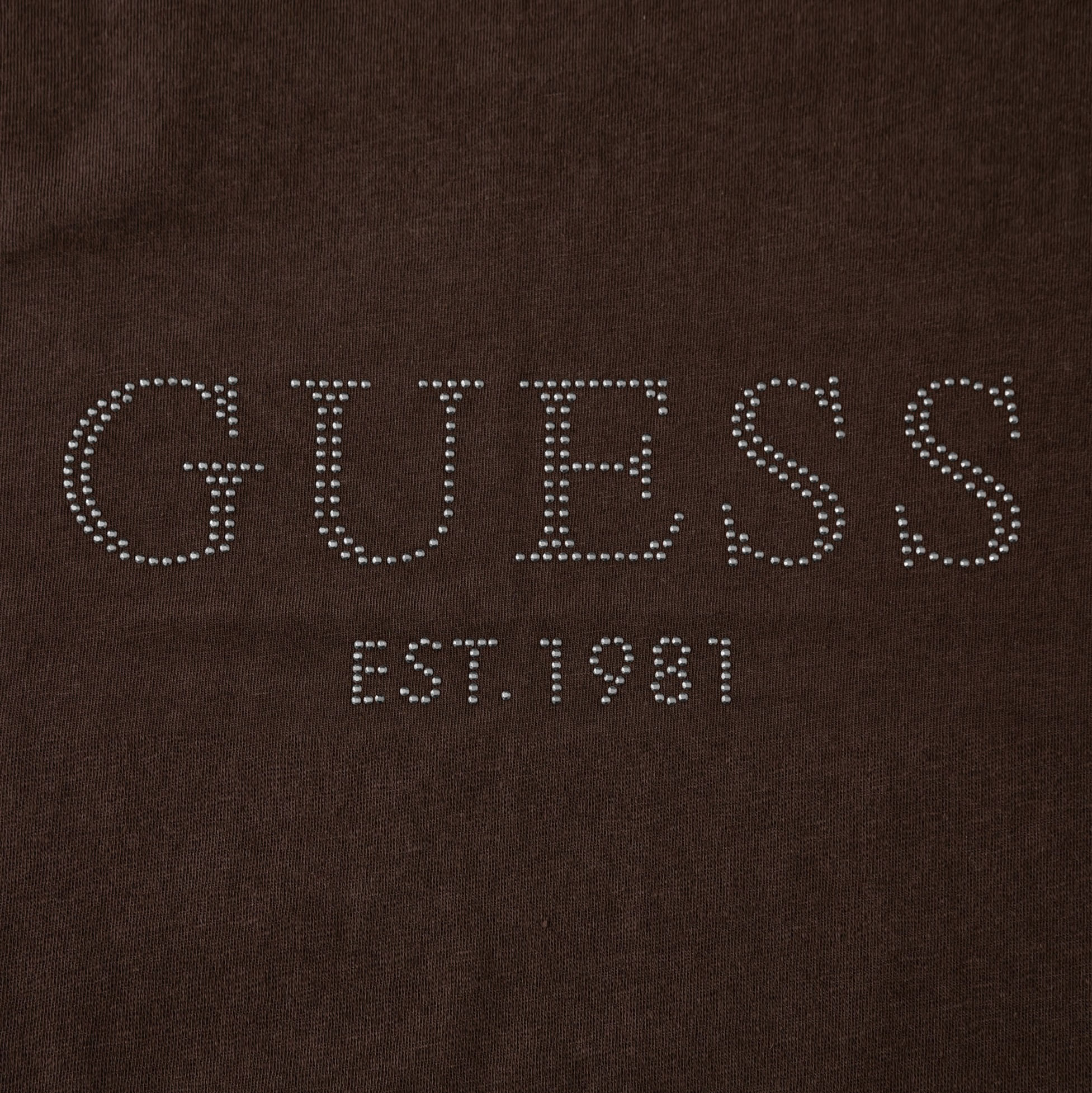 Camiseta Guess Manga Dobrada Hotfix Marrom