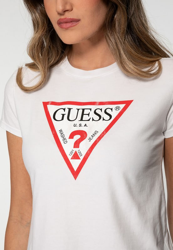 Camiseta Guess Triang Trad Desgastado Branco - Imagem 10