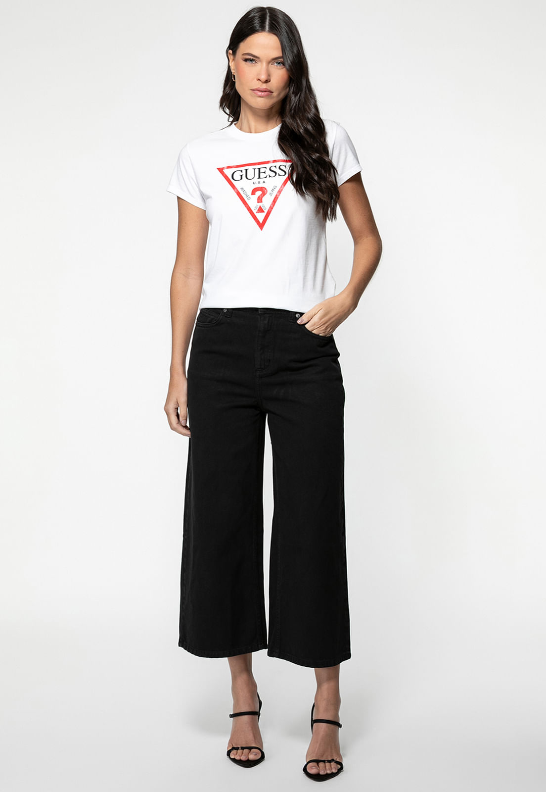 Camiseta Guess Triang Trad Desgastado Branco - Imagem 20