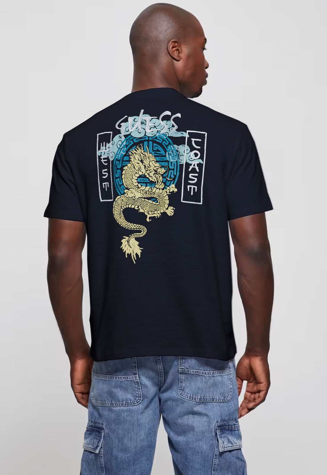Camiseta Eco Guess Bordado Dragão Azul Escuro - Imagem 10