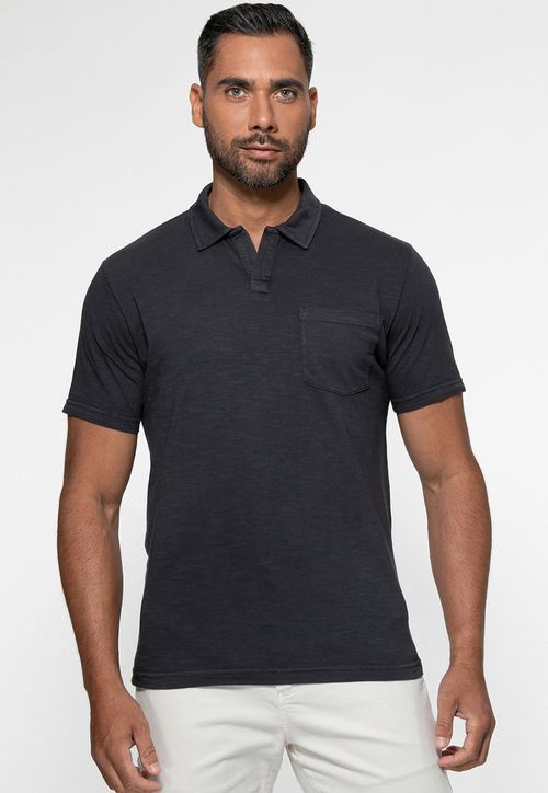 Camisa Polo Flamê Bolso Preto
