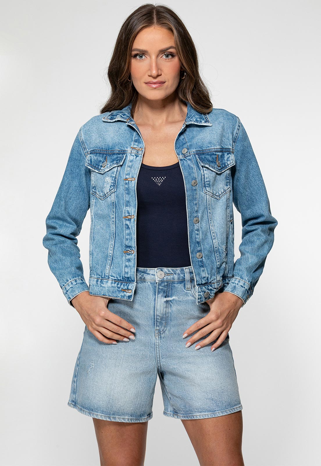 Jaqueta Jeans Guess Trucker Azul Claro