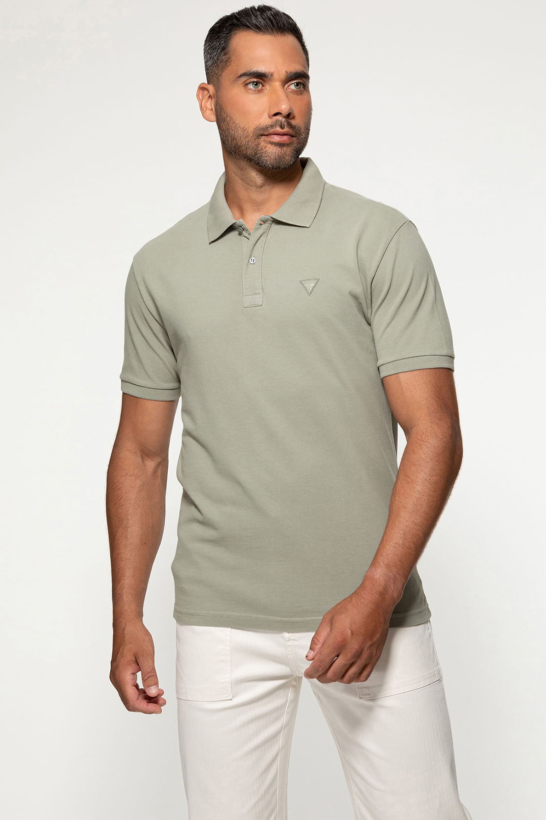 Camisa Polo Guess Silk Gola Verde