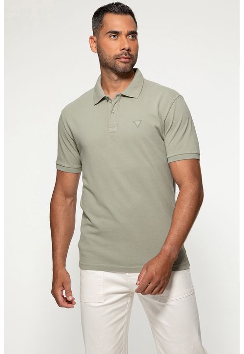 Camisa Polo Guess Silk Gola Verde