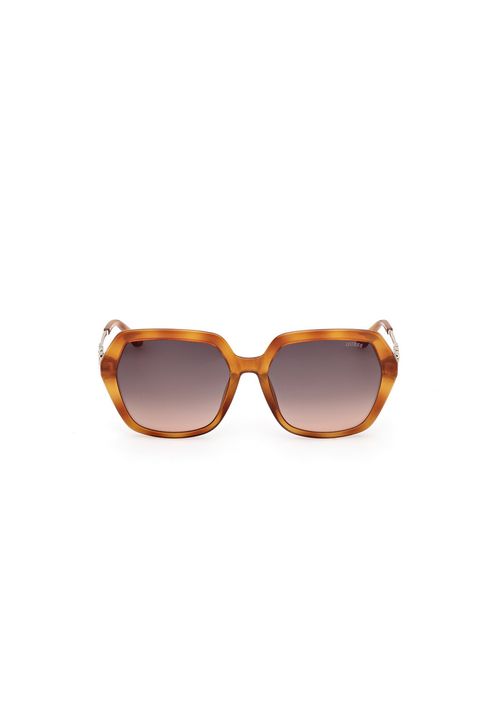 Óculos de Sol Geométrico Acetato Laranja Claro