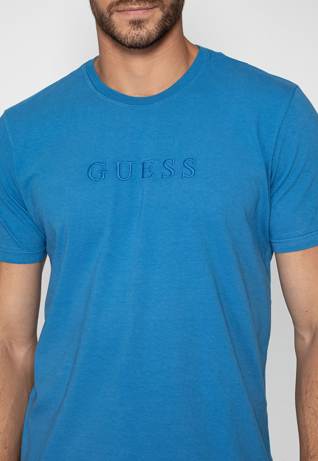 Camiseta Logo Bordado Guess Azul - Imagem 21