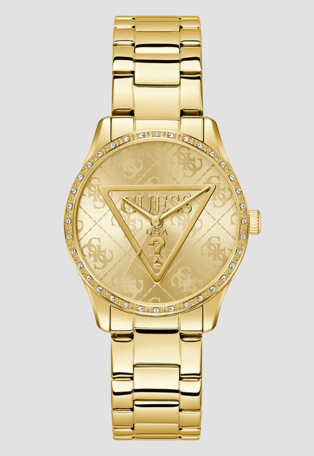 Relógio Redondo Analógico Logo Dourado