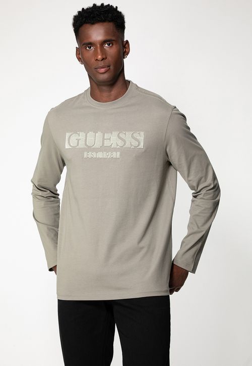 Camiseta Logo Flocado Manga Longa Verde