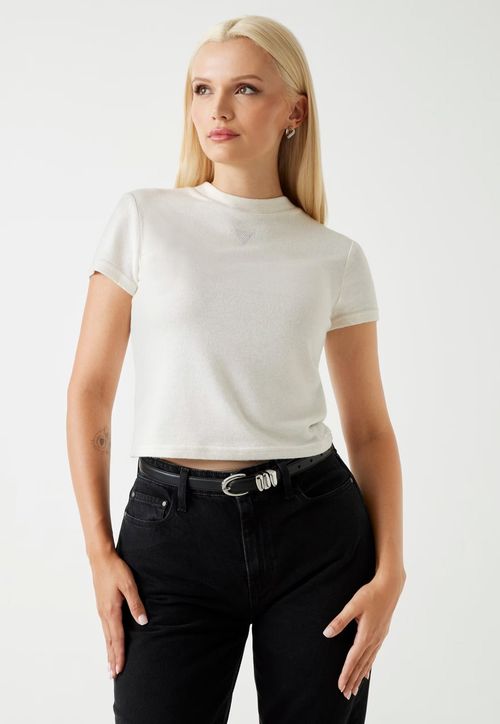 Blusa Eco Manga Curta Hotfix Off White
