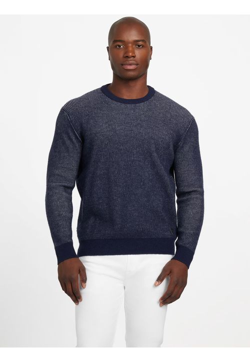 Suéter de Tricot Canelado Eco Azul Marinho
