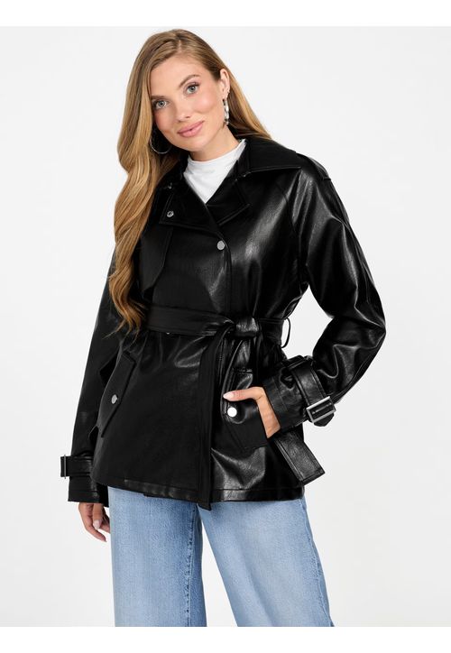 Trench Coat Eco Médio Preto
