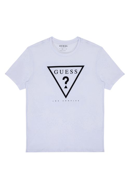 T-shirt Masc Guess Logo Decote Careca Branco