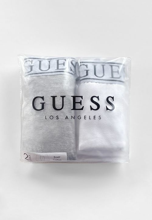 Kit Cueca Boxer Guess Logo Branco e Cinza