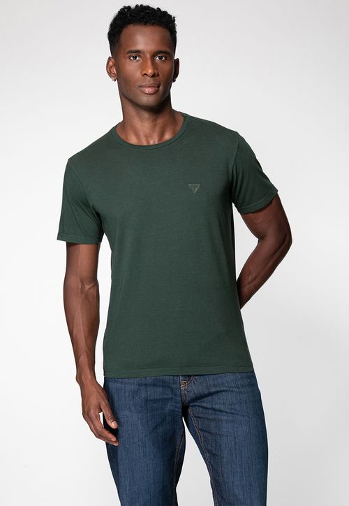 Camiseta Triângulo Emborrachado Guess Verde Escuro