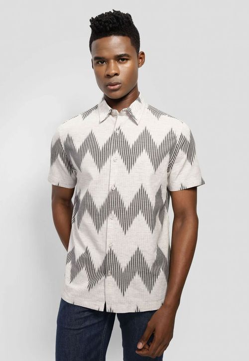 Camisa Manga Curta Listras Cinza