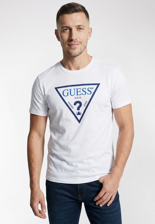Camiseta Guess Logo Triangulo Vazado Branco