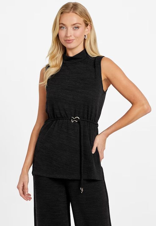 Blusa Sm Gola Alta Com Cinto Preto