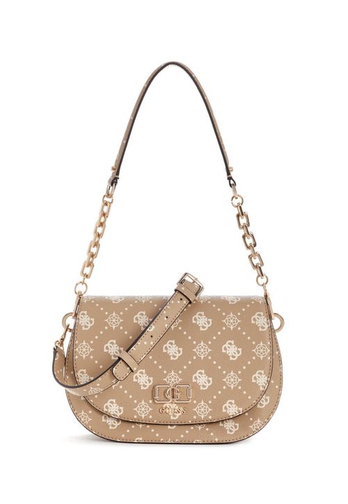 Bolsa Emelie Logo Flap Shoulder Bege