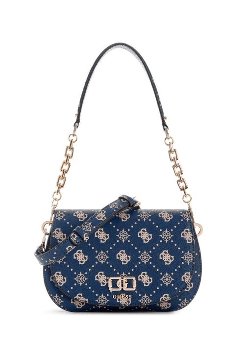 Bolsa Emelie Logo Flap Shoulder Azul Escuro