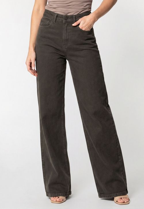 Calça Jeans Wide Leg Marrom