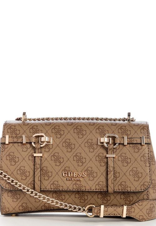 Bolsa Leona Logo Transversal Flap Bege