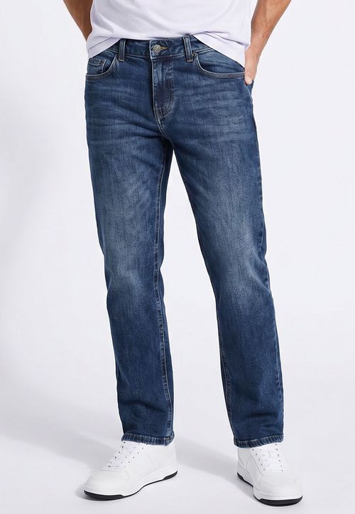 Calça Jeans Slim Straight Azul