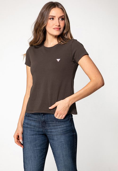 Camiseta Etiqueta Guess Triangulo Marrom
