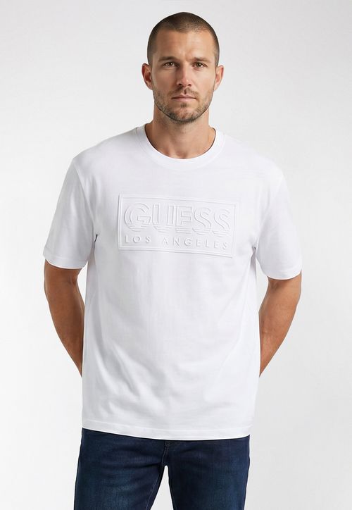 Camiseta Logo Guess Embossed Branco