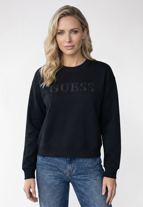 Blusa de Moletom Logo Bordado Cetim Preto