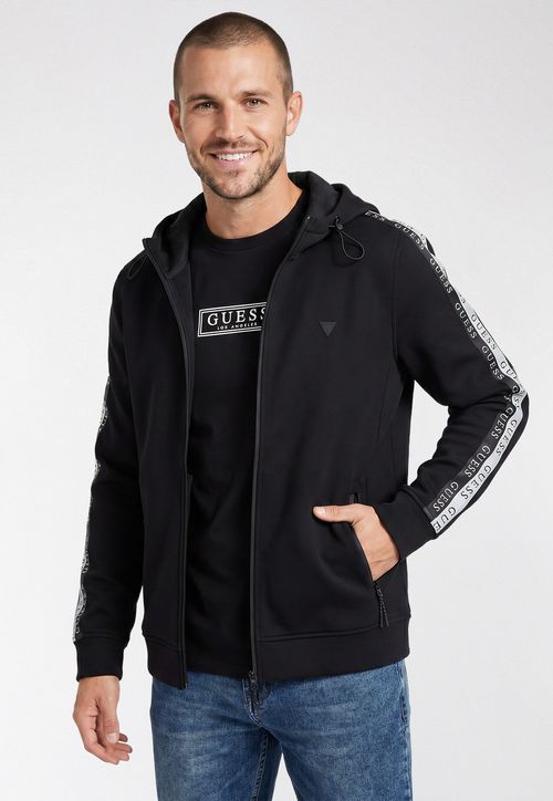Jaqueta Scuba Capuz E Ziper Preto