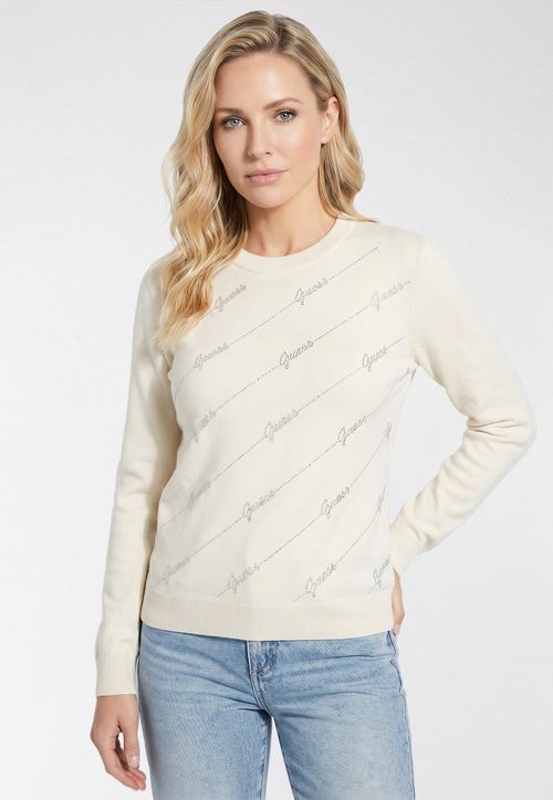 Blusa de Tricot Full Logo Hotfix Creme