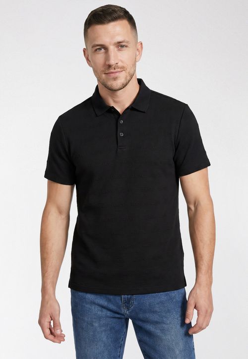 Camisa Polo Texturizada Logo Preto