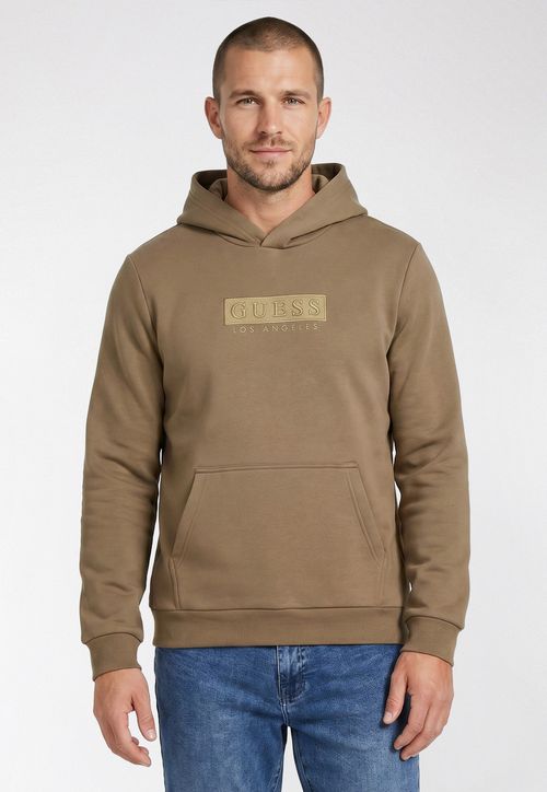 Blusa de Moletom Capuz Logo Bordado Bege