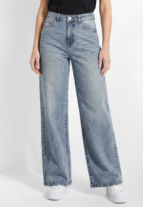 Calça Guess Jeans Wide Leg Azul Claro