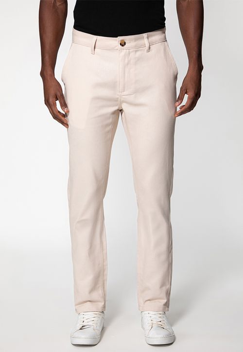 Calça Sarja Acetinada Slim Off White