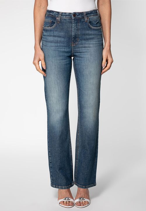 Calça Jeans Reta Cintura Alta Azul