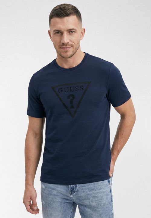 Camiseta Logo Triangulo Silk Bordado Azul Escuro