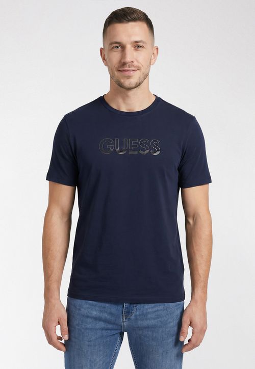 Camiseta Logo Guess Furta Cor Azul Escuro