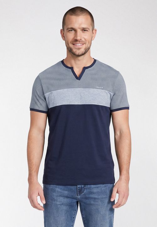 T-shirt Tricolor Sem botão Azul Marinho
